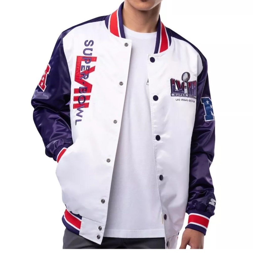 Starter Super Bowl LVIII Las Vegas 2024 Kansas City Chiefs Varsity Jacket NWOT